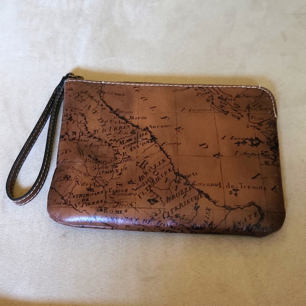 Patricia Nash Laser Map Cassini Genuine Leather Wristlet